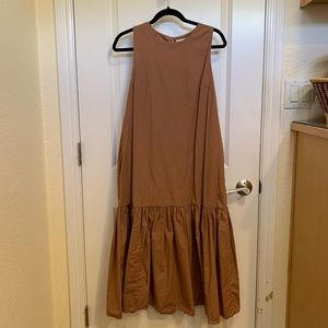 The Drop Ilana Loose, Sleeveless Wide-Hem Poplin Maxi Dress, mushroom brown, M